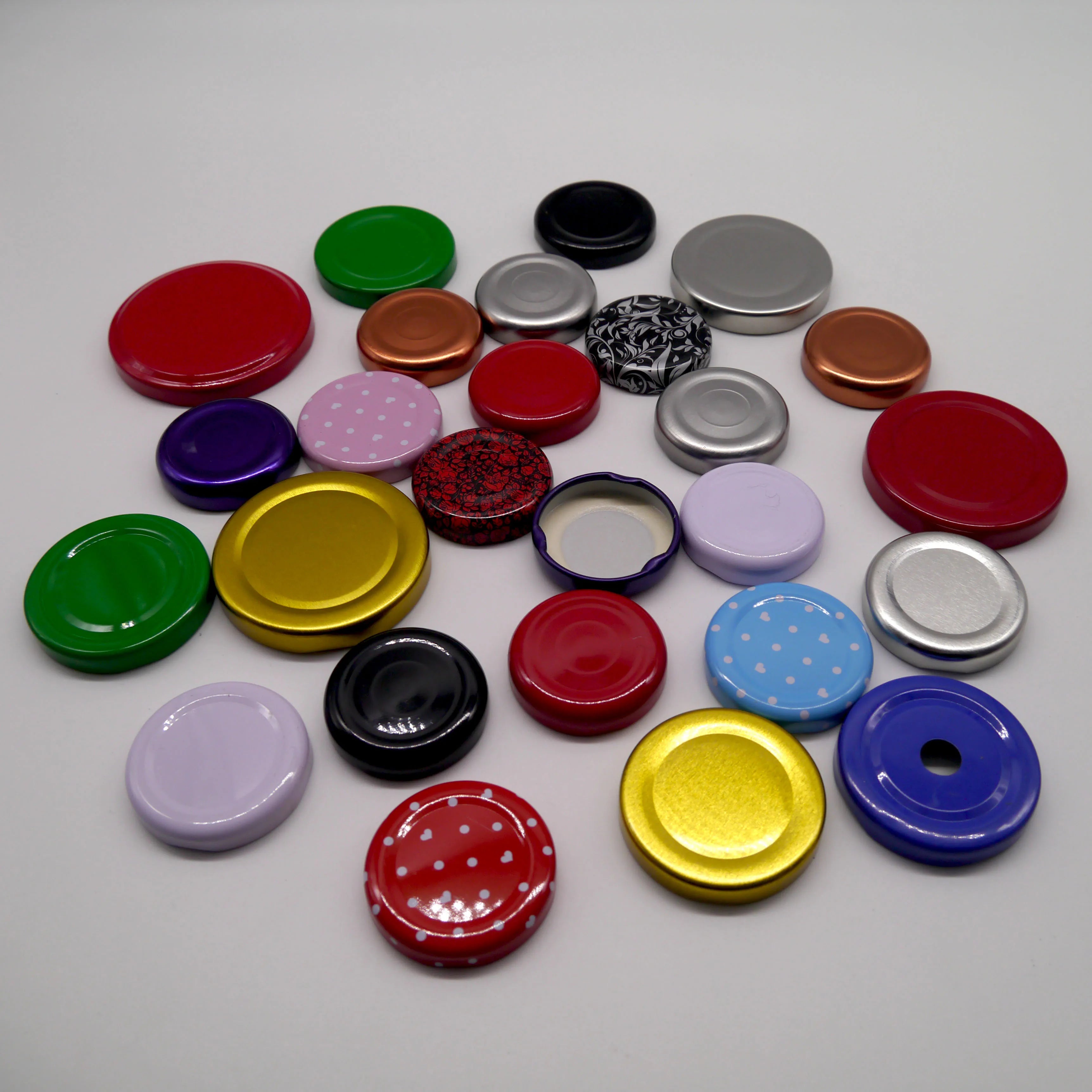 38mm 48mm 58mm 63mm 70mm 82mm Twist-off Metal Tinplate Lug Lid Closure  Food Grade Custom Logo Printing for Glass Jar Bottle
