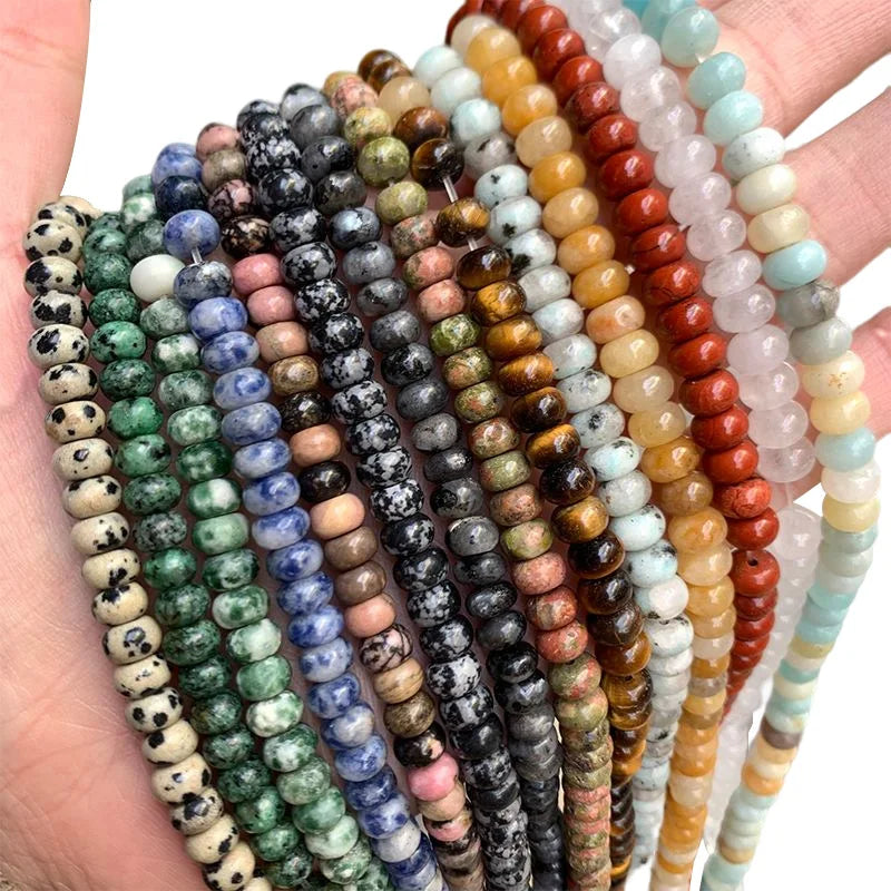 6*4mm Abacus Nature Stone Beads Dalmatian Tiger Eey Rondelle Loose Beads Strand Diy Bracelet Necklace Jewelry Accessories