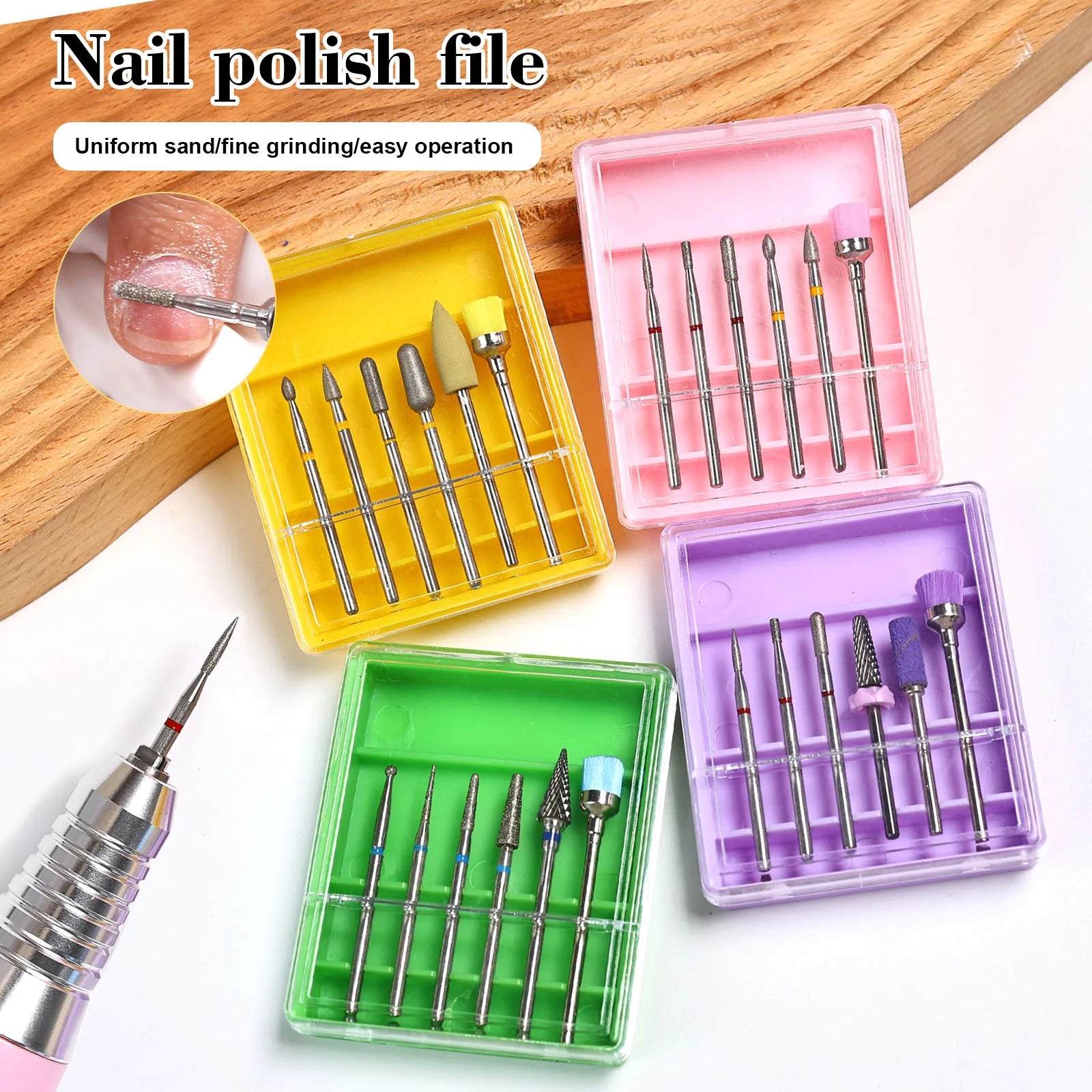 6pcs/set Electric Machine Cutters Tool Carbide Nail Bits Set Professional Ceramic Tungsten Nail Drill Bits