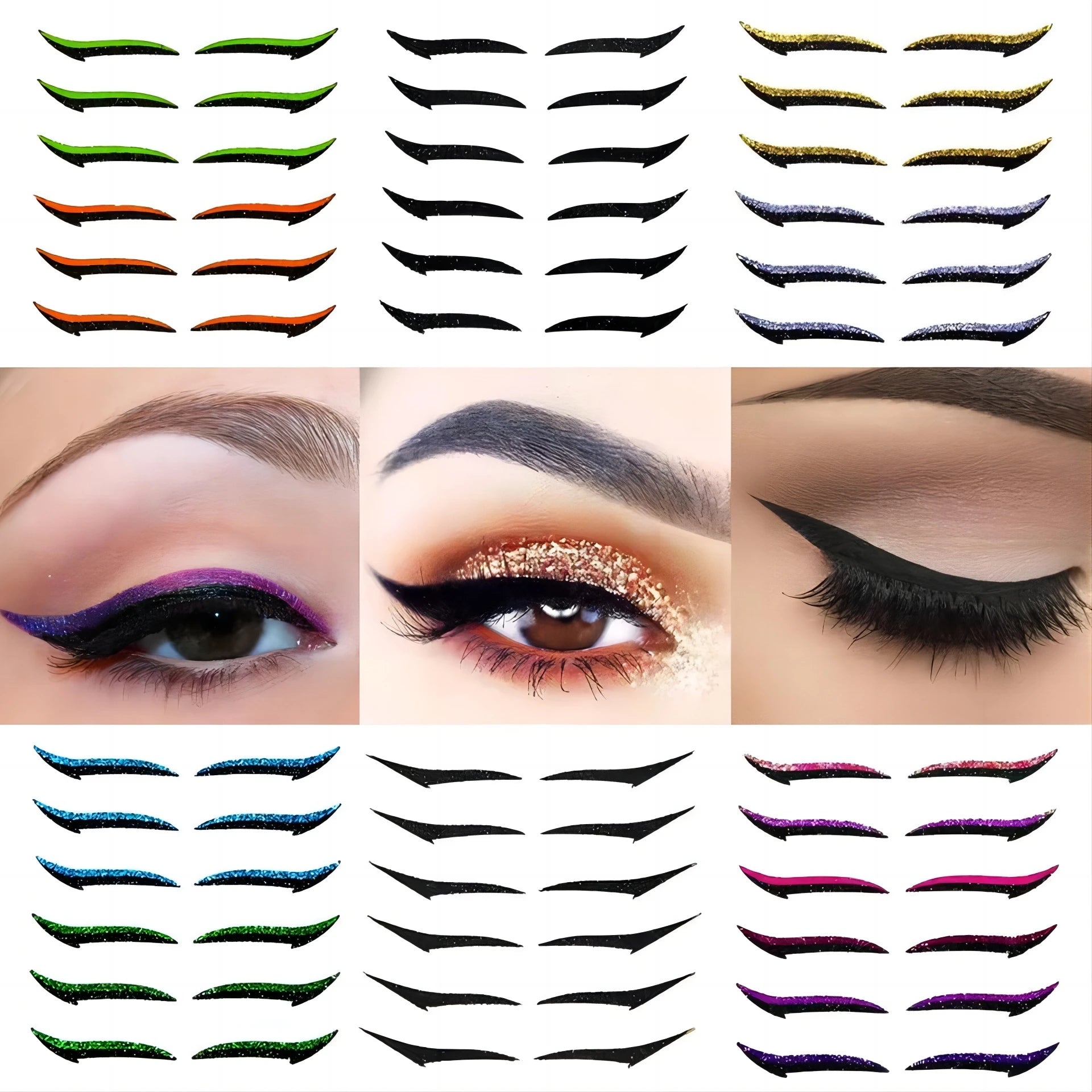 New Matte Glitter Peel Off Eyebrow Eyelash Face Decoration Eyeliner Tattoo Sticker