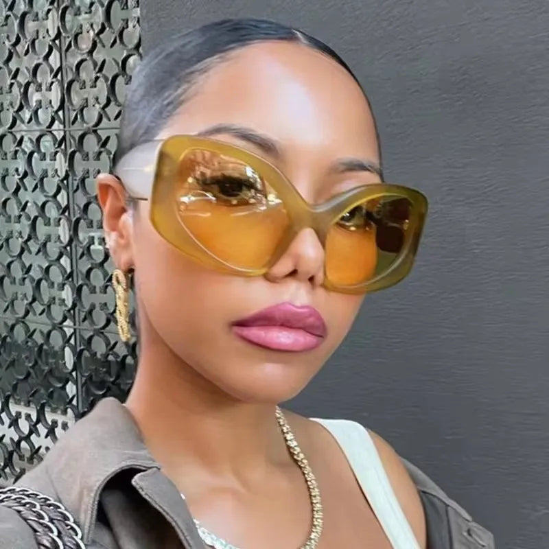 Fashion Female Unique Designer Big Frame Retro Sun Glasses Vintage Custom Trendy Oversized Women Shades Sunglasses
