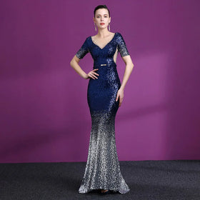 1256 New Celebrity Party Birthday Slimming Host Long Style Evening Dress Female