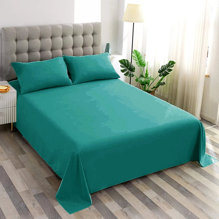 High Quality Ultra Soft 100% Microfiber Brushed Polyester OEKO-TEX Certified 500TC Eco-Friendly Hotel Use Flat Sheet Set