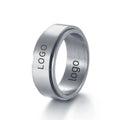 ShuoyeW 8MM Stainless Steel Ring Silver Black Glossy Basic Model Rotatable Spin Stainless Steel Ring laser logo Finger Ring 417