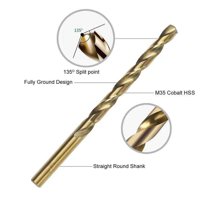 Hss4241 Black Oxide M35 Hss Drill Bits Twist Drill Bits Straight Shank Twist Drill Bits Set