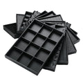 Digu Black Jewelry Display Tray Modern Ring Necklace Tray Stackable 24 Grid Jewelry Organizer Tray for Shop Display De Joyeria