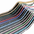 5A Quality Glass Ss4.5-ss16 Rhinestone Cup Chain Super Close Chain All Colors Stock for Garment Silver Rhinestone Chains