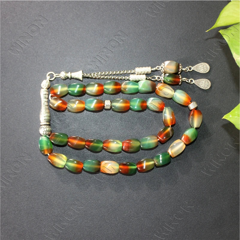 Natural Peacock Agate Stone Beads 33 Islamic Prayer Beads Tasbih Tasbeeh Masbaha Tasbeh Muslim Rosary