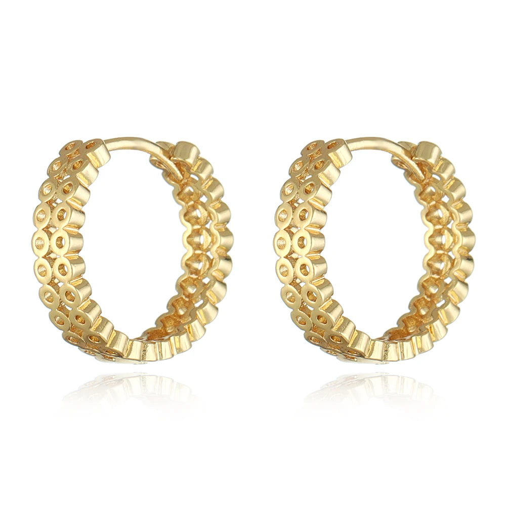 Wholesale 18K Gold Plated Trendy Fashion Hoop Earrings Stylish Jewelry Accessory for Women