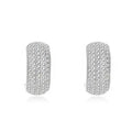 Classic Fashion Women 925 Sterling Silver Full Diamond C Shape Stud Earrings