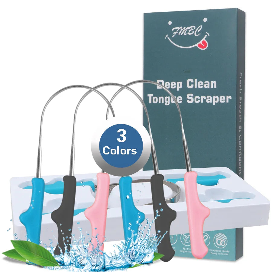 OEM Factory Stainless Steel  U-shape Tongue Scraper Pack of 2 Color Box