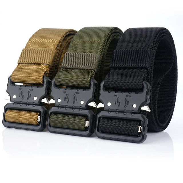 2025 New Arrival Men's Tactical Belt Heavy Duty Webbing Belt Adjustable  Tactical Style Nylon Belts with Silver Metal Buckle