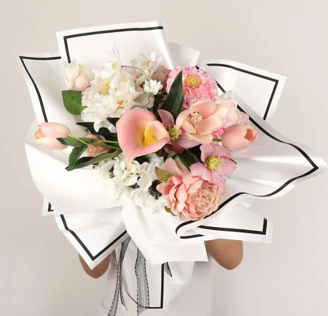 Tondo Waterproof Black White Korean Flower Wrapping Paper for Flower