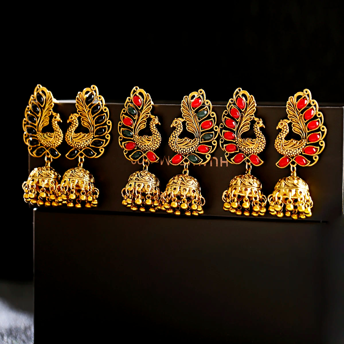 Traditional Indian Bollywood Jhumka Earrings with Gold and Silver Finish Vintage Big Bells Drop Jewelry for Wedding and Party