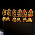 Traditional Indian Bollywood Jhumka Earrings with Gold and Silver Finish Vintage Big Bells Drop Jewelry for Wedding and Party