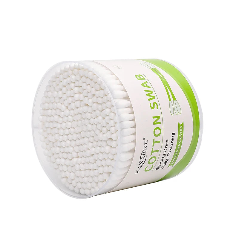 300 Pcs Plastic PP Round Box Plastic Stick Adult Sterile Ear Cotton Buds Cotton Swab