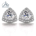 Trillion Shape Halo Design 5mm/6mm VVS D Color Stud 925 Sterling Silver Moissanite Earrings