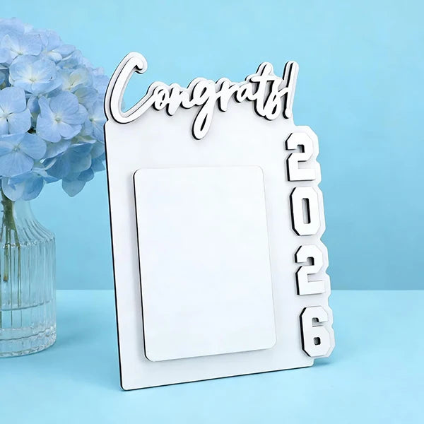 Customized Congrats Wooden Photo Frame Sublimation Blank 2026 MDF Plaque