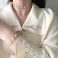 Girls Fashion Stainless Steel Pearl Bracelet and Necklace Jewelry Set for Women