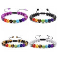 Hot Selling Seven Pulse Alloy Jewelry Hand String Colorful Pine Natural Stone Tiger Eye Yoga Braided Beaded Bracelet