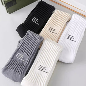 Custom Loose Slouchy Socks Design Own Logo Crew Socks No Minimum Order Bamboo Cotton White Black Grey Sport Sock