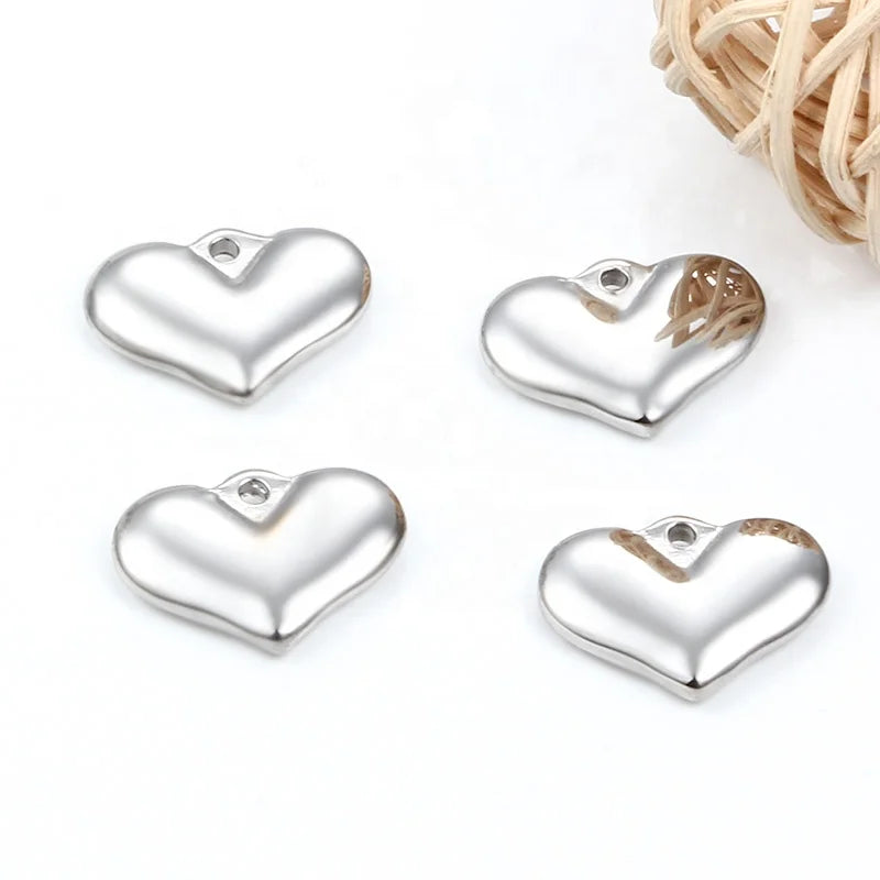 Wholesale Heart-Shaped Natural Stone Mirror Polished Necklace Pendant Men's DIY Key Charm Jewelry Making with Silver and Gold