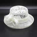New Fashion Ladies woman Lace Sinamay White Church Hats Formal Hat Kentucky Derby Dress Fascinator Floral Tea Party Wedding Hat