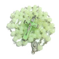 Wholesale Luminous Rosary Necklace Religious Jesus Cross Green 8*8 mm Beads Luminous Rosary Cross Necklace