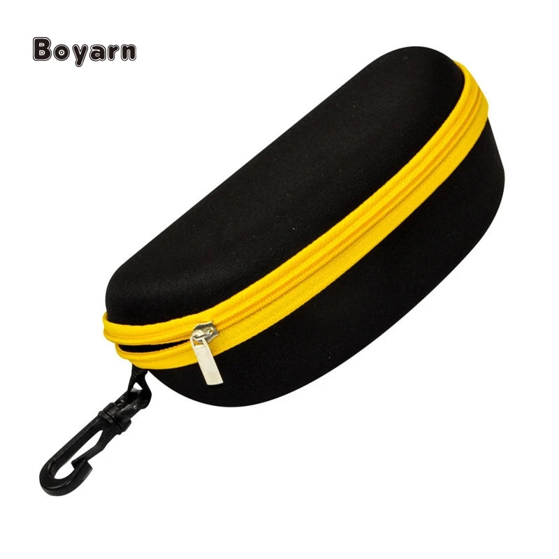 Boyarn  Popular Eyeglasses Case EVA Zipper Case Black Hook Sunglasses Case Compression Customized Sunglasses Box Pack Shades