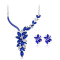 Leaf Pendant American Luxury Custom Crystal Wedding Necklaces Earring Fashion Fine Jewelry Bridal Necklace Sets for Women