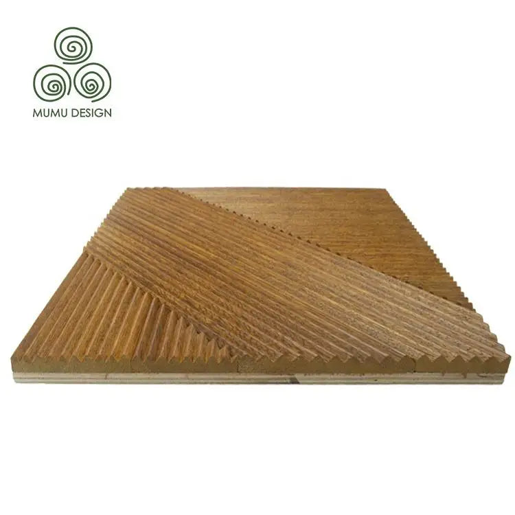 MUMU Interior Home Decoration Wood Slat 3D Feature Luxurious Texture Decorative Wall Panel for Hotel