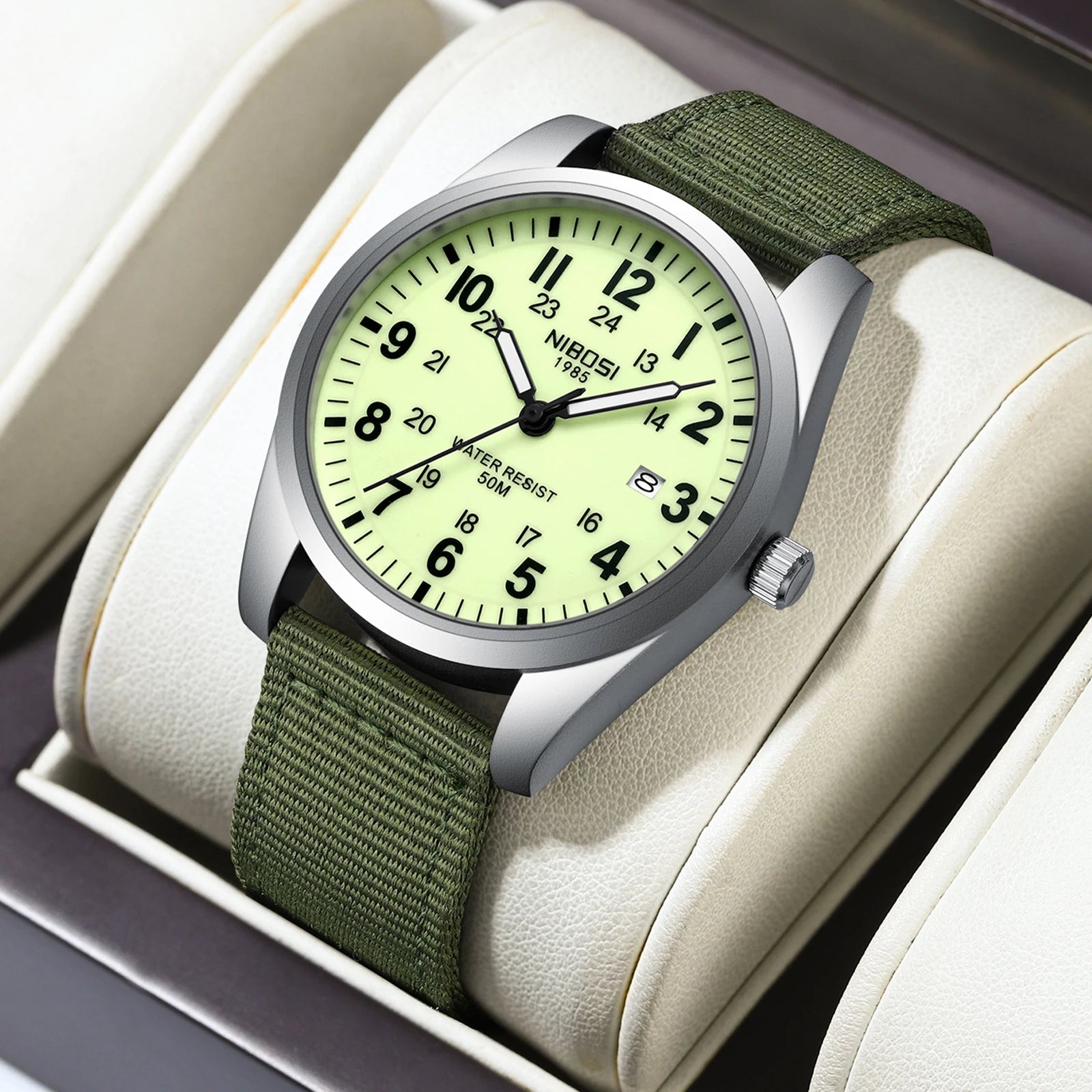 Nibosi 2639 Nylon Band Strap Simplicity Fashion Leisure Sports Alloy Case Waterproof  Mens Quartz Watch
