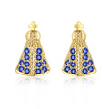 Wholesale Custom Brass 24k Gold Plated Religious Stud Earrings Catholic Jewelry Blue Zircon Women Wedding Gift Party
