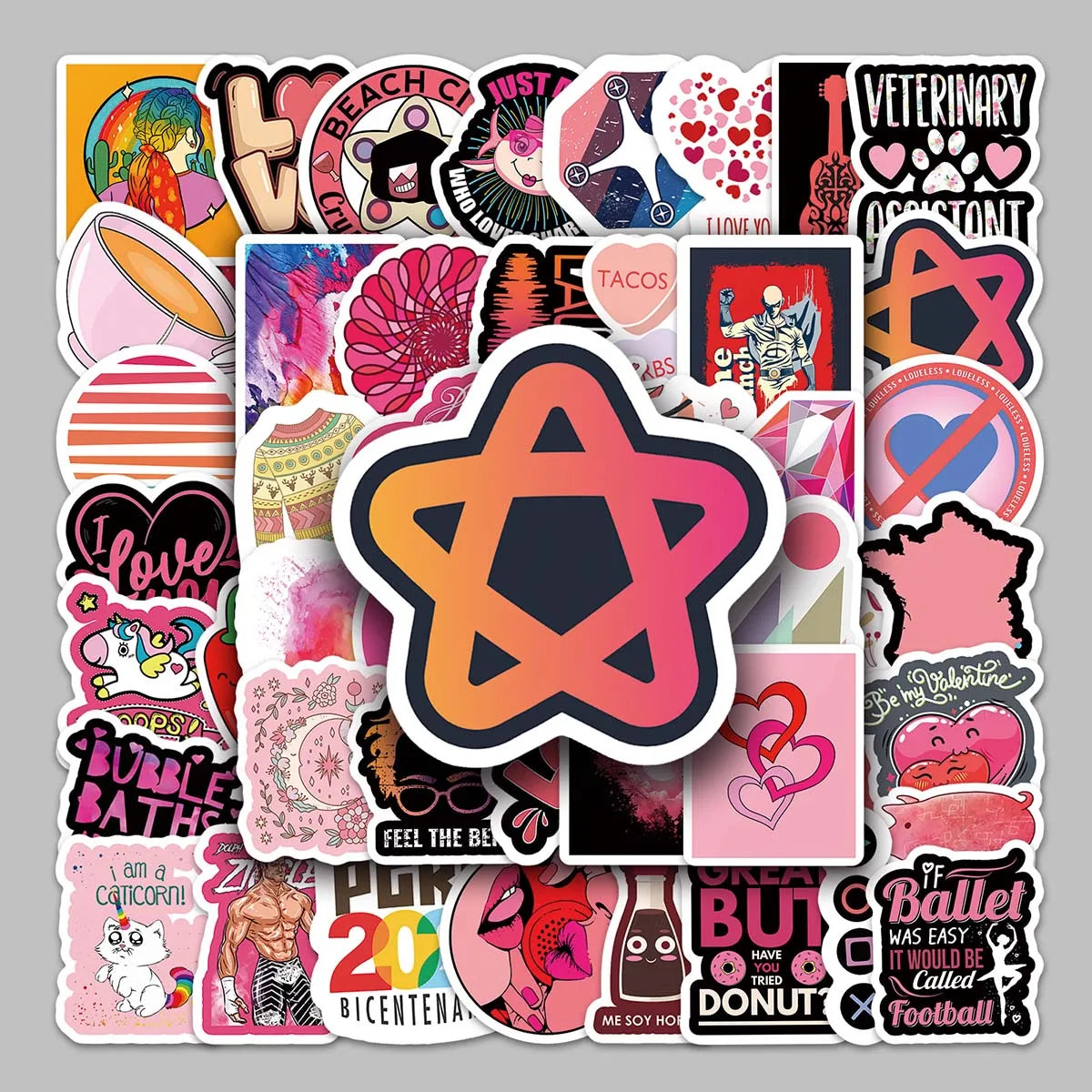 66PCS Factory Straight Sales Creative Fashion Decorative Red Series Stickers Guitar Refrigerator Motorcycle Personality Stickers