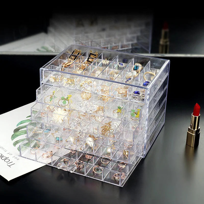 120 Grid Acrylic 5-Layer Drawer Nail Tool Jewelry Storage Box Detachable Square ABS for Other Cosmetics Beauty Accessory Storage