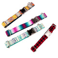 Luxurious Metal White Silver Buckle Sweet Designer Custom Print Natural Pattern Jacquard Colorful Nylon Pet Dog Collar Breakaway