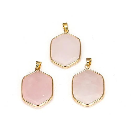 Wholesale Natural Crystal Hexagonal Pendant Necklace for Women Agate Pendant Necklace Fashion Gemstone Jewelry