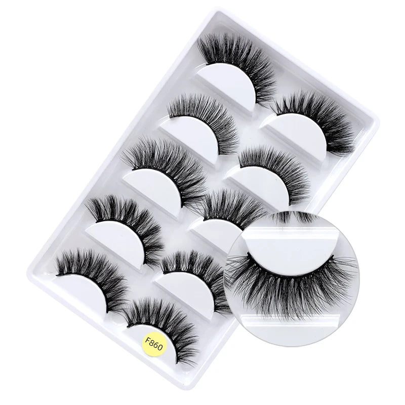 New Arrival 3D Mink Hair False Eyelashes Handmade 5 Pairs Lengthening Strip Lashes Custom Wholesale-20mm 25mm Length Long