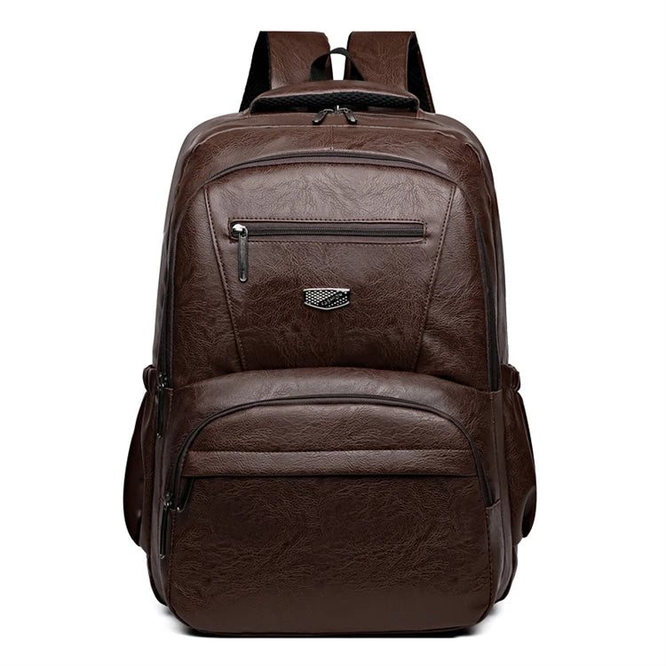 Good Price Luxury Unisex PU Leather Backpack Custom Business Waterproof with Zipper Closure Letter Pattern Charging Compatible