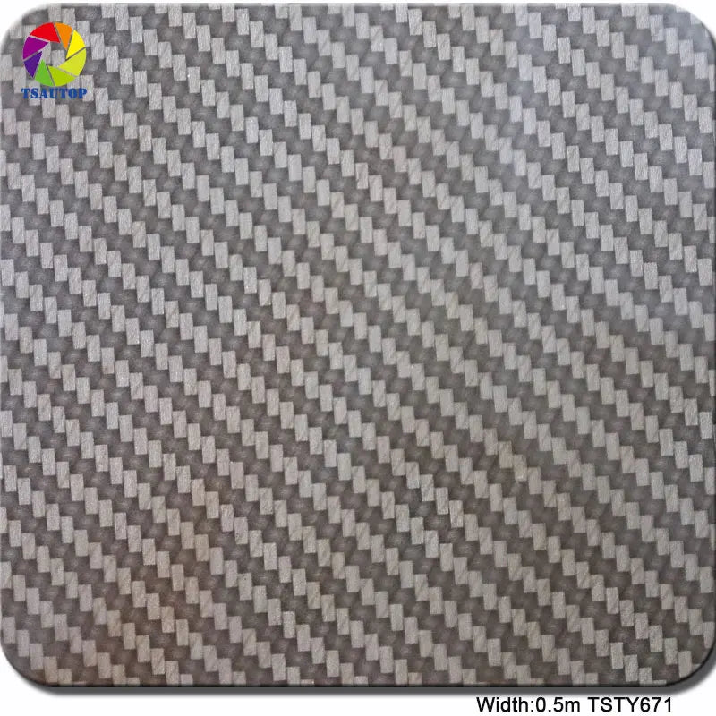 TSAUTOP 0.5m Width Forged Carbon Black Fiber Hydro Dip Water Transfer Printing