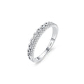 Delicate Pure S925 Sterling Silver CZ Cubic Zirconia Micro Paved Chain Engagement Finger Rings for Women Jewelry
