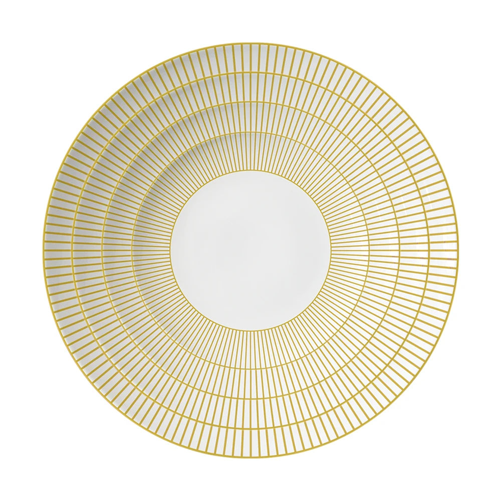 Customized Logo Premium Bone China Glaze Ceramic Plate Set Classic Design Gold Rim for Home Use Dining Featuring Plant Pattern