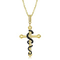 Cross & Black Snake Pendant Necklace Authentic 925 Sterling Silver Pendant for Women Necklace Jewelry Gold Plated Fine Accessory