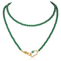 2024 New Light Luxury Long Stacked Natural Green Chalcedony Stone Bead Necklaces for Women Jewelry