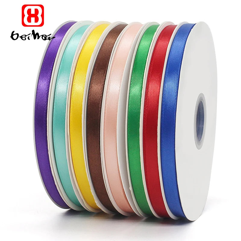 Wholesale  10 mm 100%  Polyester Single Face Sold  Colors Satin Ribbon  Roll  Accept Personalised Ribbon Printed for Gift Wrap