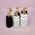 Hand Washing and Skin Care Lotion Bottle Plastic Shampoo Hair Care Container Package 500ml Scrub Bottle with Gold Silver Pump