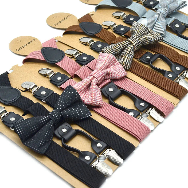 Wholesale Adults Suspender Bow Tie Set for Men Women Clip-on Braces Bowties Set Navy Red Suspenders for Men's Party Wedding Gift