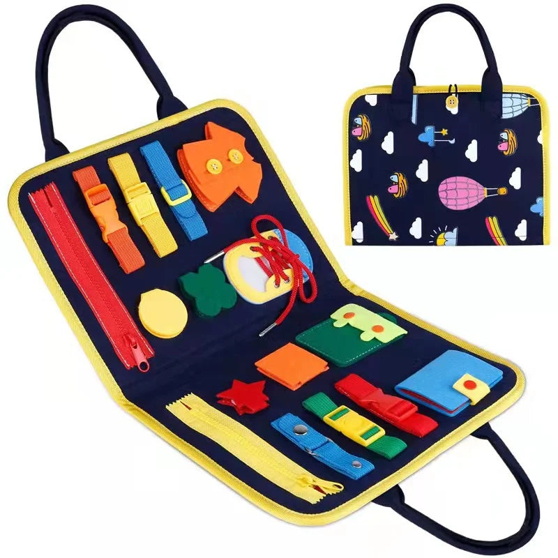 2022 New Design Kids Montessori Educational Handbag Life Dress Skills Early Felt Learning Busyboard