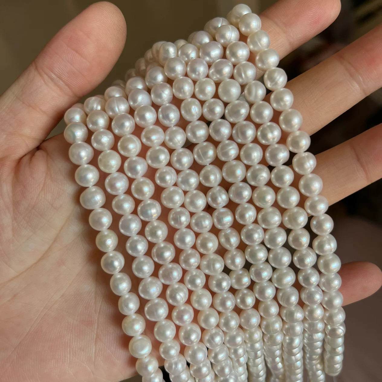 6-7mm 18inch+5cm Custom Pearl Necklace Fashion Freshwater Pearl Beads Chain Jewelry Pearl Beaded Charm Necklace for Men & Women