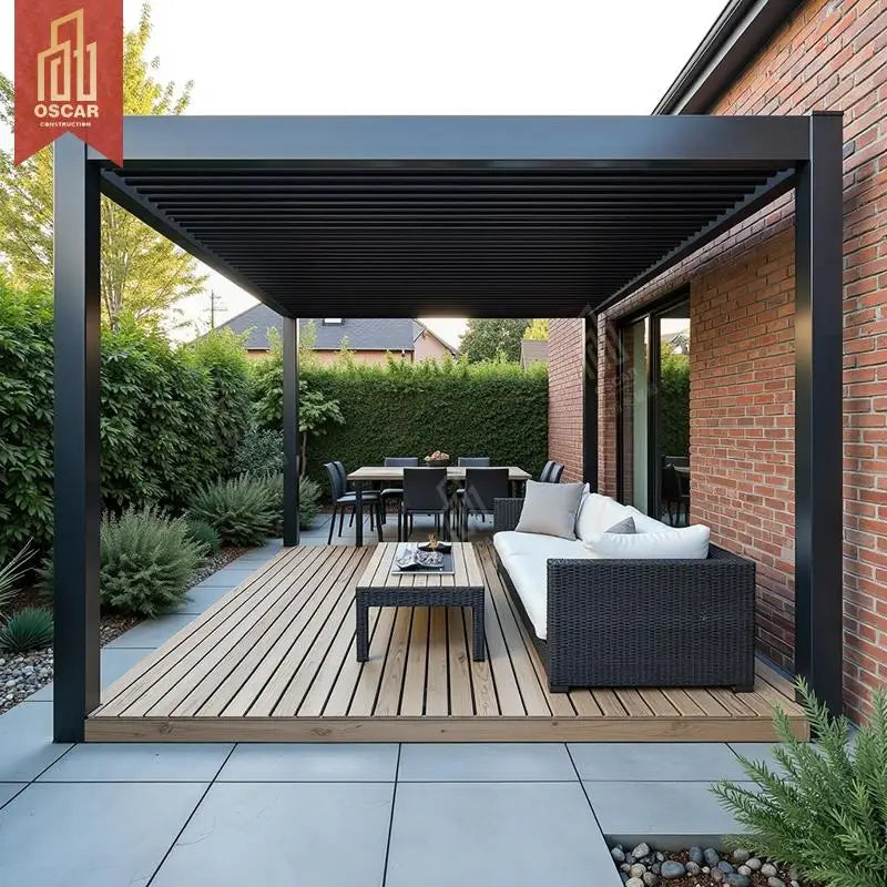 Motorized Waterproof Outdoor Gazebo Garden Patio Deck Aluminium Wall Mounted Canopy Roof Cover Pergola